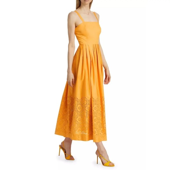 Elie Tahari Yellow Eyelet Square Neck Maxi Dress 4 - Picture 2 of 14